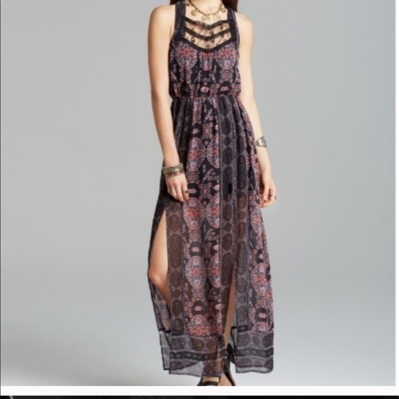 Free People Boho Moroccan Print Maxi Dress Size 0 - Picture 2 of 8